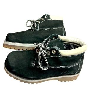 Buffalino Lady Boots Black Leather Lace Up Lug Sole Women’s 7